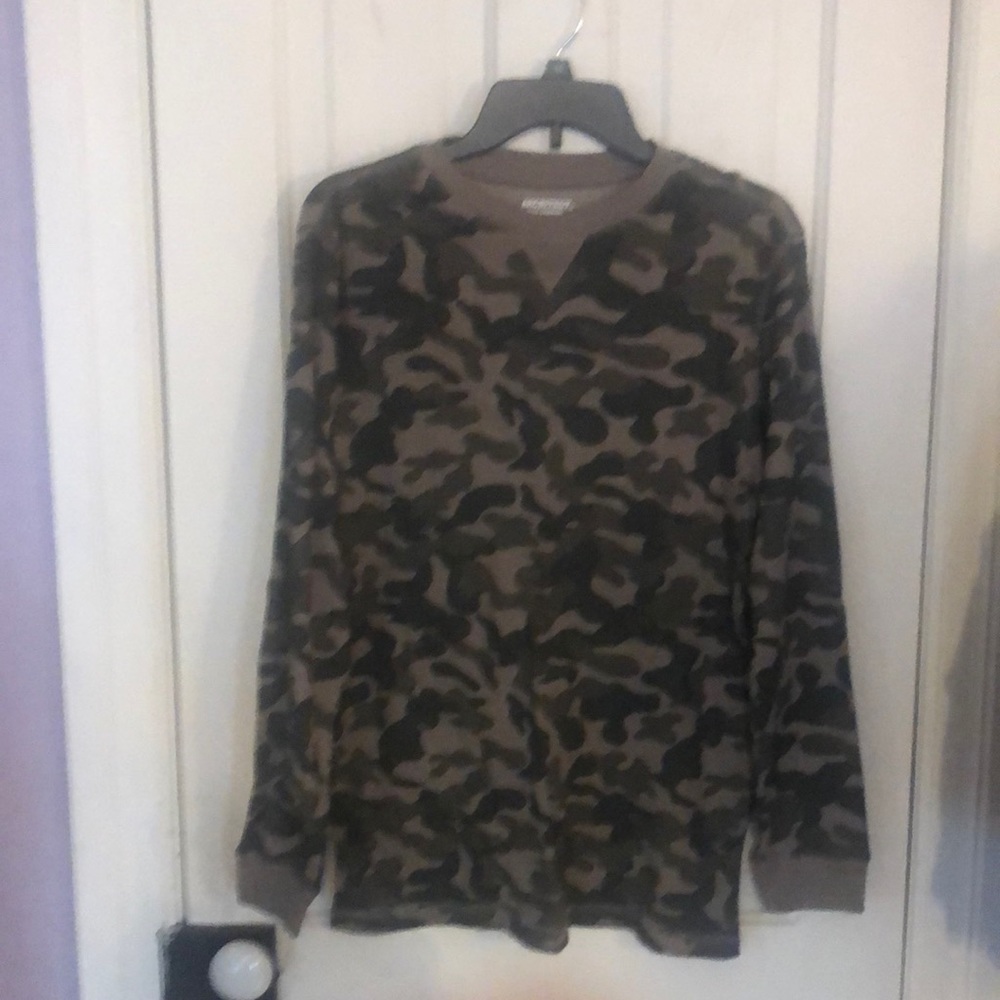 Boys Long sleeves waffle shirt camo